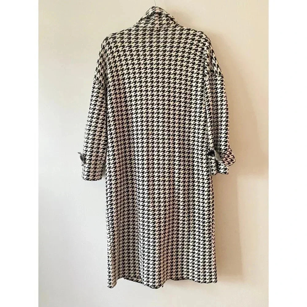 ZARA Houndstooth Coat Women’s Small Long Viscose Blend - Picture 5 of 9